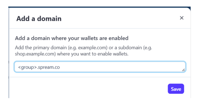 3. Entering the Spream domain without https:// and saving it using the Save button.