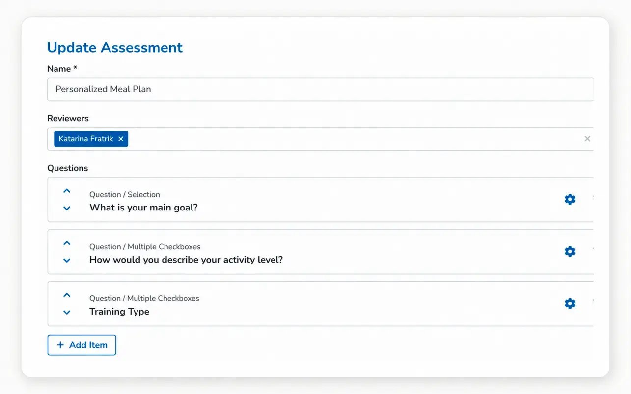 This is exactly how you set up your own questions, scoring, and assigned outcomes—without sending a single manual message to the client. 1